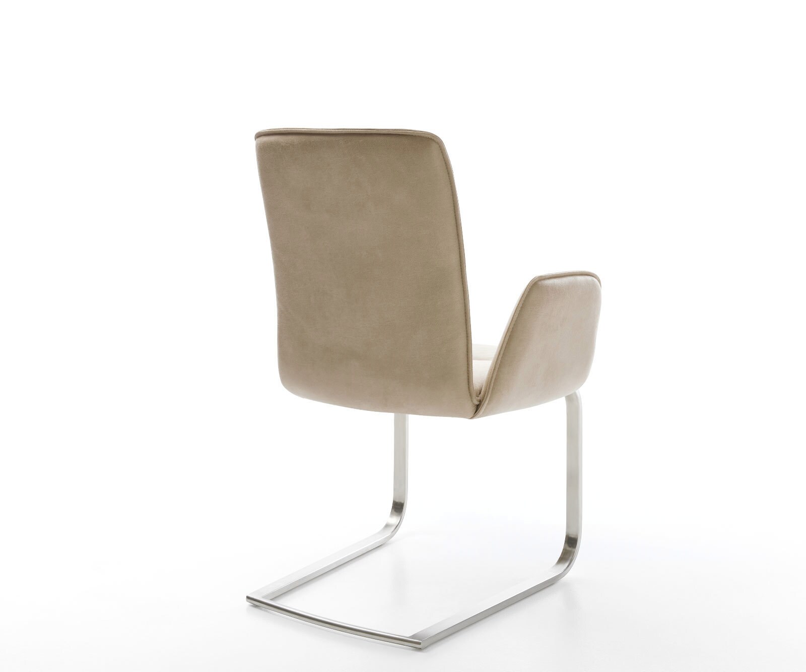 Cantilever Vinja-Flex microvelours beige vintage pied cantilever plat acier inoxydable brossé 4