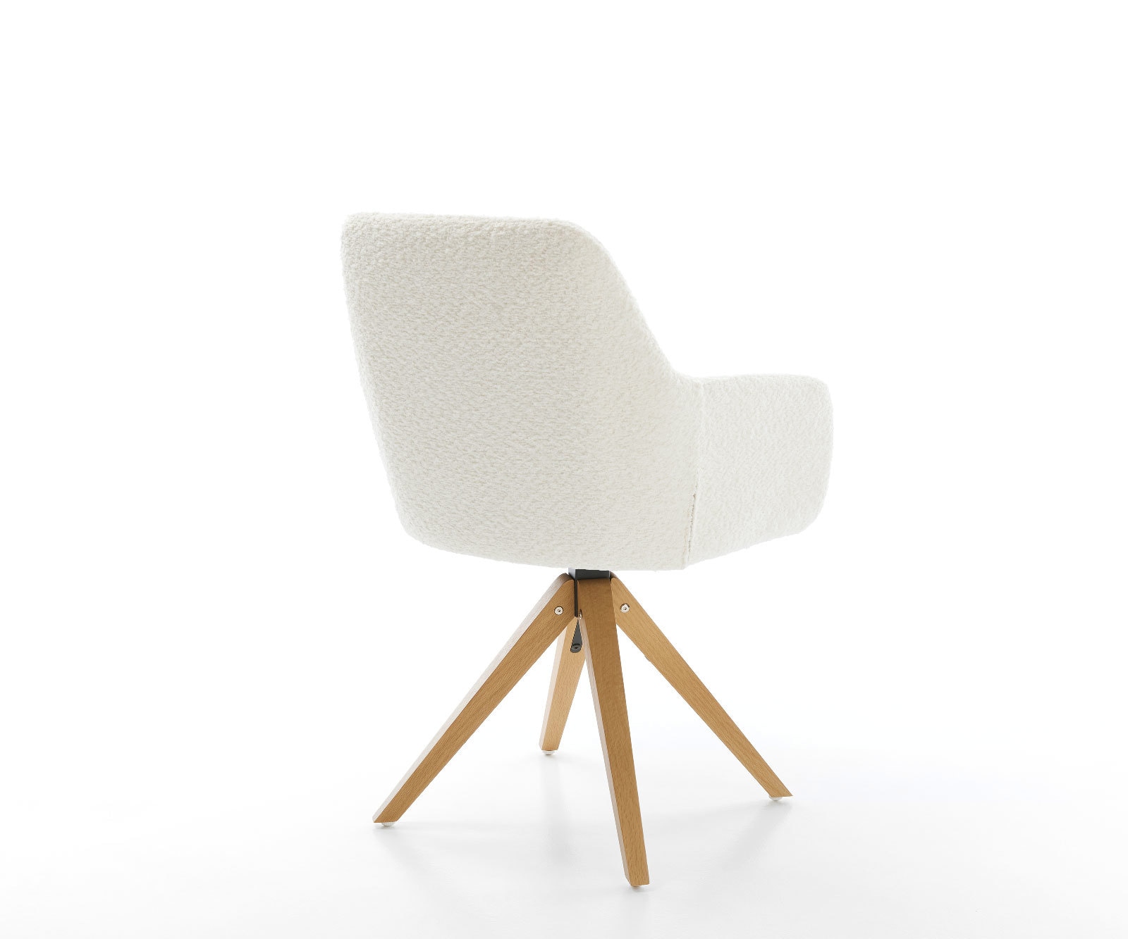 Chaise-de-salle-à-manger Pejo-Flex bouclé blanc pied en bois angulaire naturel ressorts ensachés 4 Chaise-de-salle-à-manger Pejo-Flex bouclé blanc pied en bois angulaire naturel ressorts ensachés 4