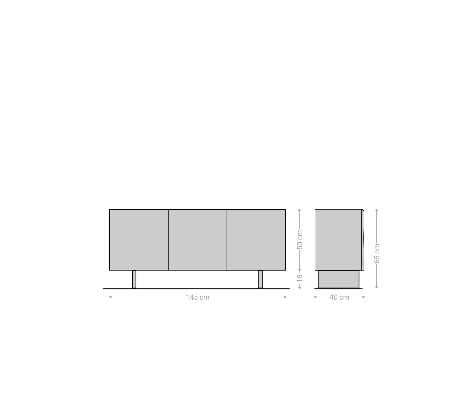 Buffet New Live-Edge 145 cm acacia naturel 3 portes pied acrylique 6