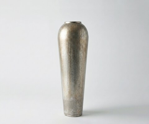 Vase Tavera l27 x P27 x H82 cm Métal Platin Aurum Fait main