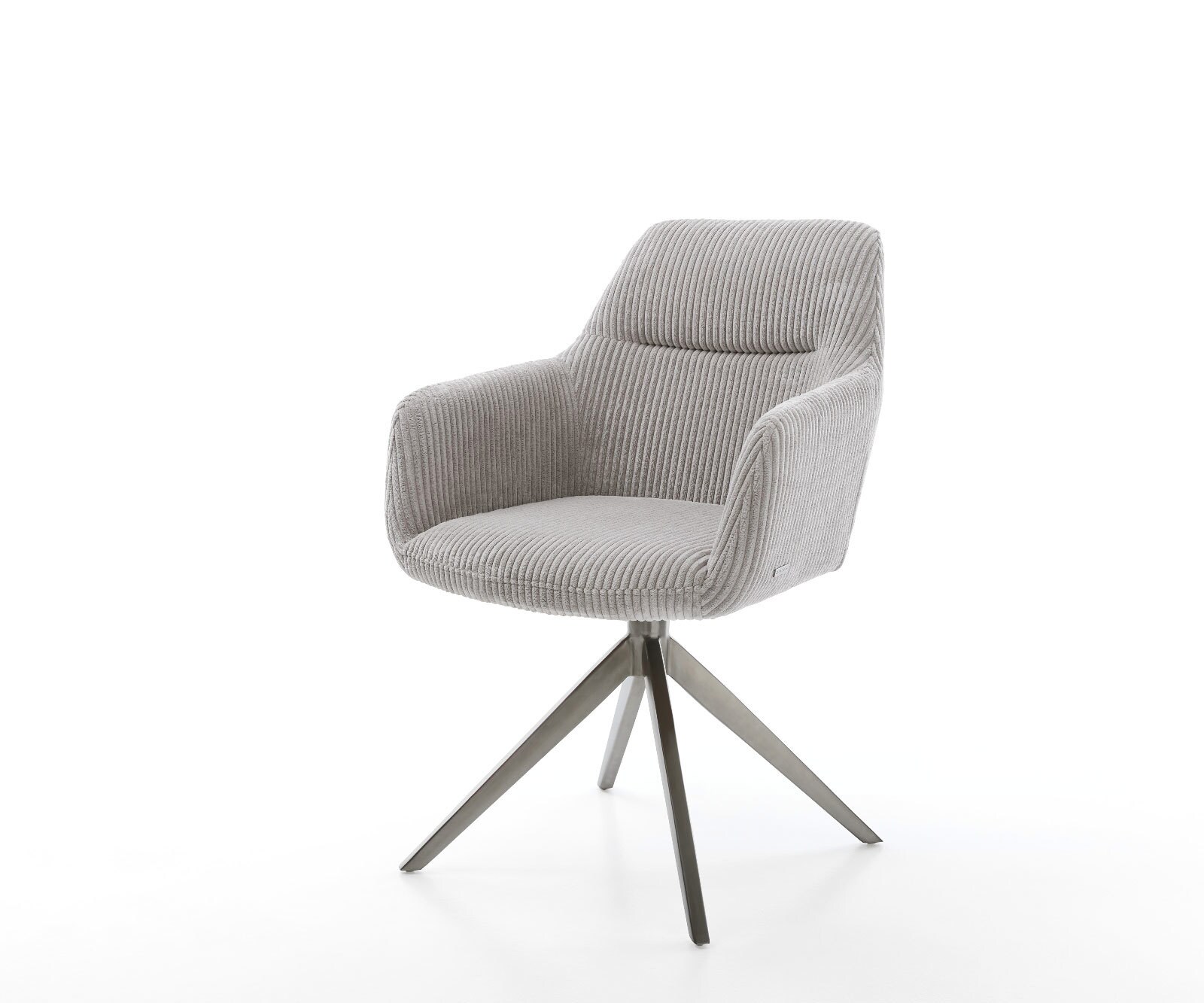 Chaise-pivotante Pejo-Flex côtelé gris argenté pied croisé large grafiete pivotement sur 360° fonction bascule ressorts ensachés 1