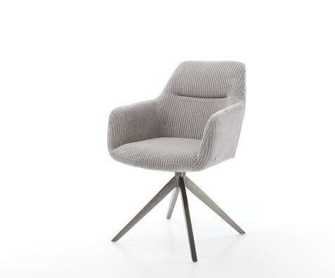 Chaise-pivotante Pejo-Flex côtelé gris argenté pied croisé large grafiete pivotement sur 360° fonction bascule ressorts ensachés