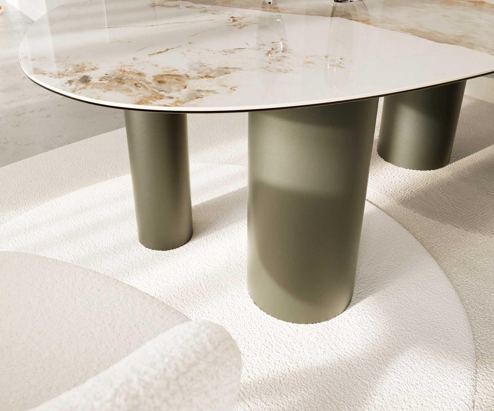 Table à manger Edge Oval 220x120 Céramique Minas Melange Blanc-Beige Pilier Métal Effet Titane 6 Table à manger Edge Oval 220x120 Céramique Minas Melange Blanc-Beige Pilier Métal Effet Titane 6