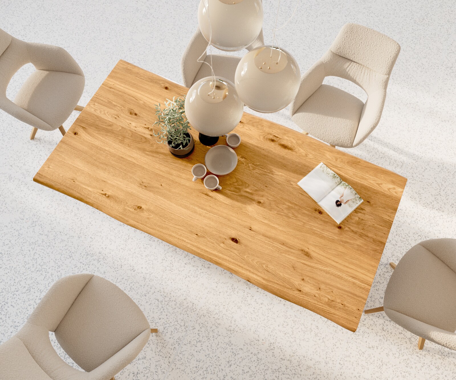 Table à manger Edge 200x100x2,5-3 Chêne Nature Cadre en W Métal Noir Live-Edge 5