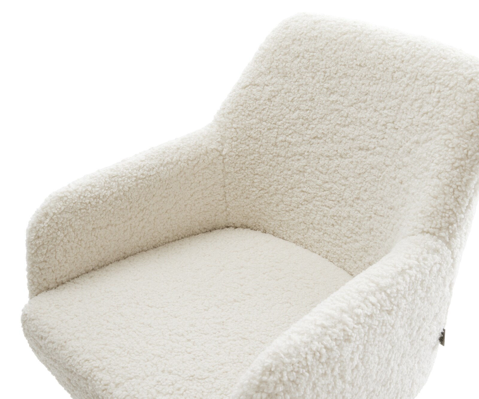 Chaise-de-salle-à-manger Greg-Flex tissu teddy beige 4 pieds coniques noir ressorts ensachés 4