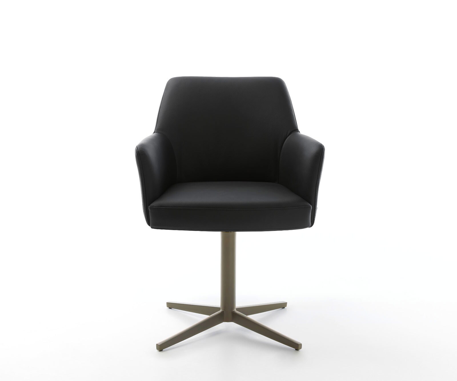 Chaise-pivotante Xana-Flex avec accoudoirs cuir de vache noir pied de chaise 4 branches aspect titane pivotement sur 360° ressorts ensachés 2