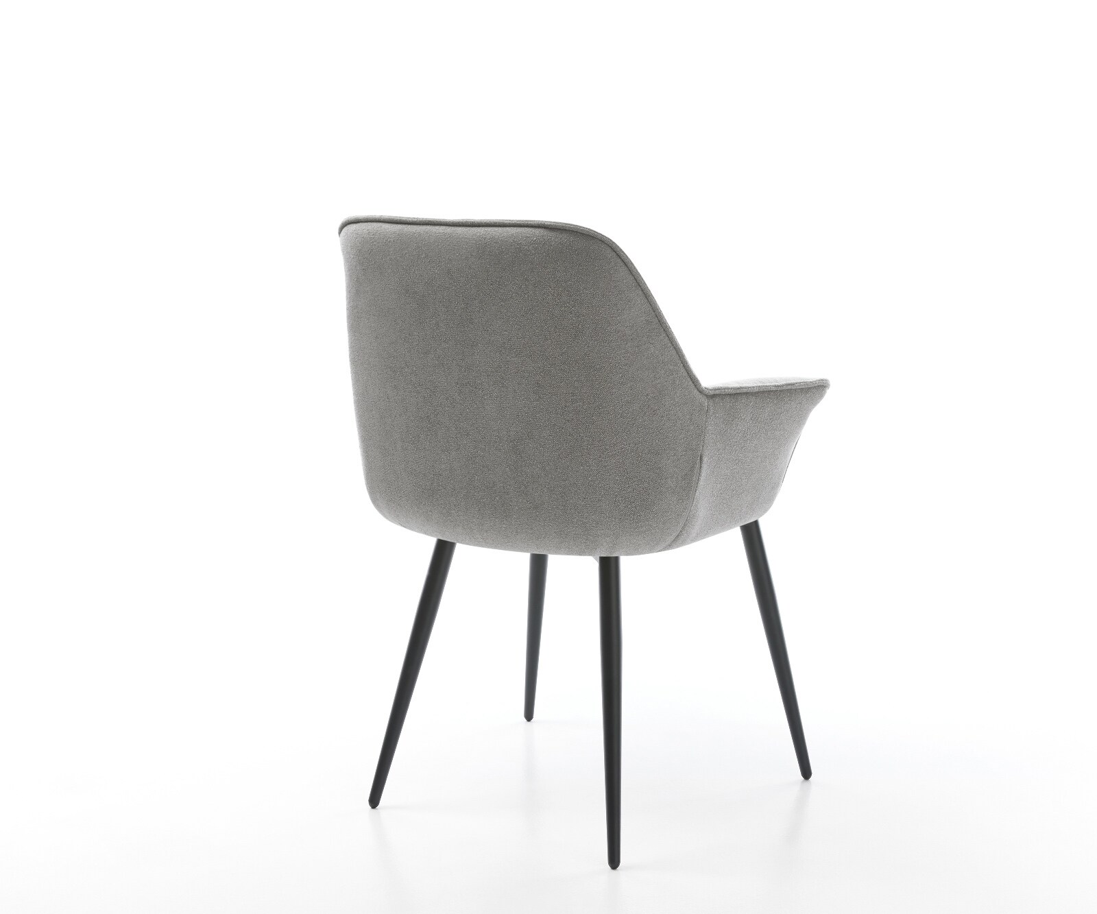 Chaise-de-salle-à-manger Keila-Flex avec accoudoirs tissu structuré doux gris 4 pieds coniques noir 4