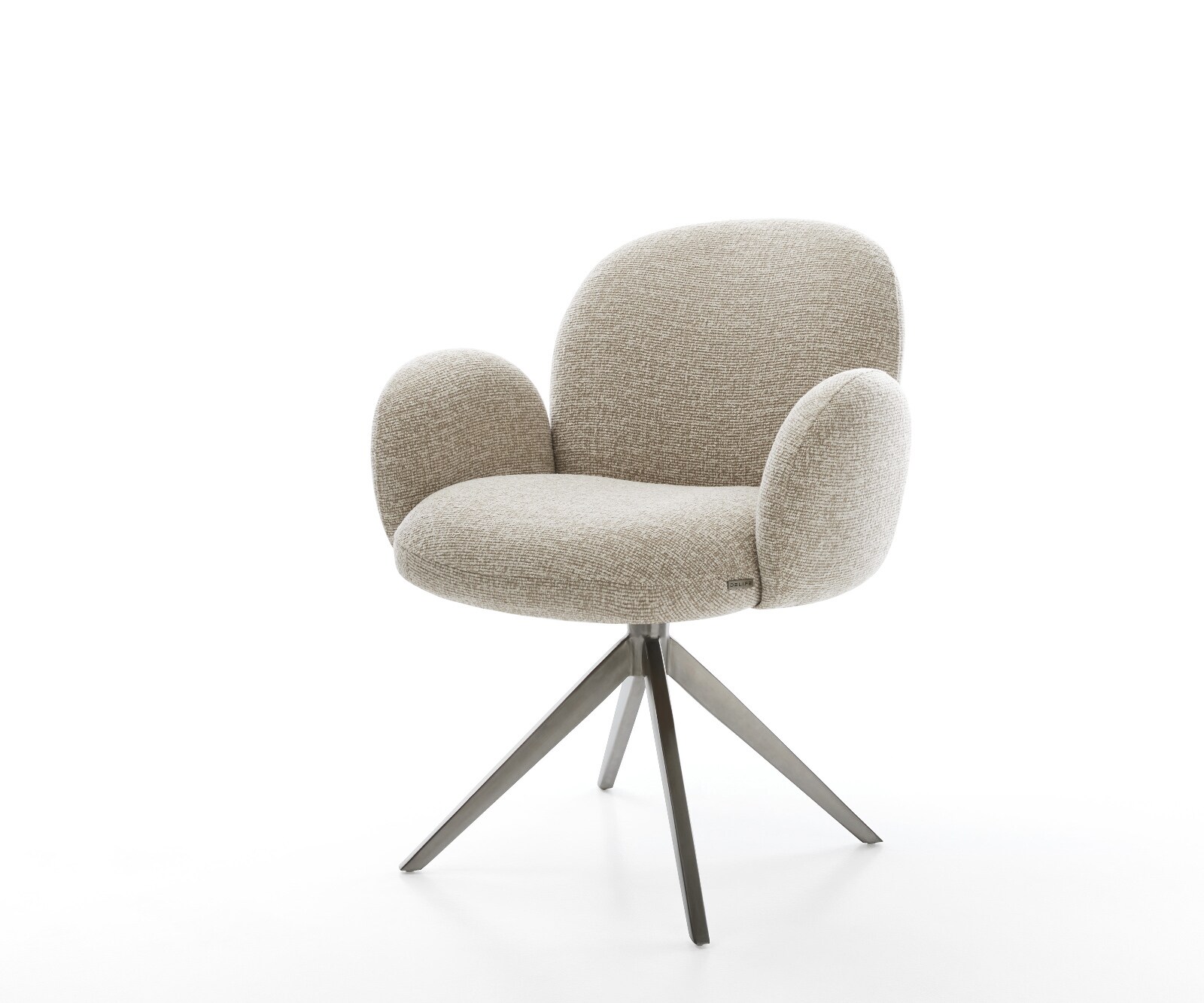 Chaise-pivotante Nube-Flex avec accoudoirs tissu tissé doux beige pied croisé large grafiete pivotement sur 360° fonction bascule resorts ensachés 1