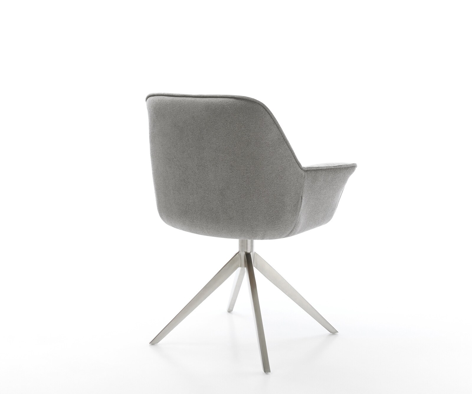 Chaise-pivotante Keila-Flex avec accoudoirs tissu structuré doux gris pied croisé large acier inoxydable pivotement sur 360° fonction bascule 5