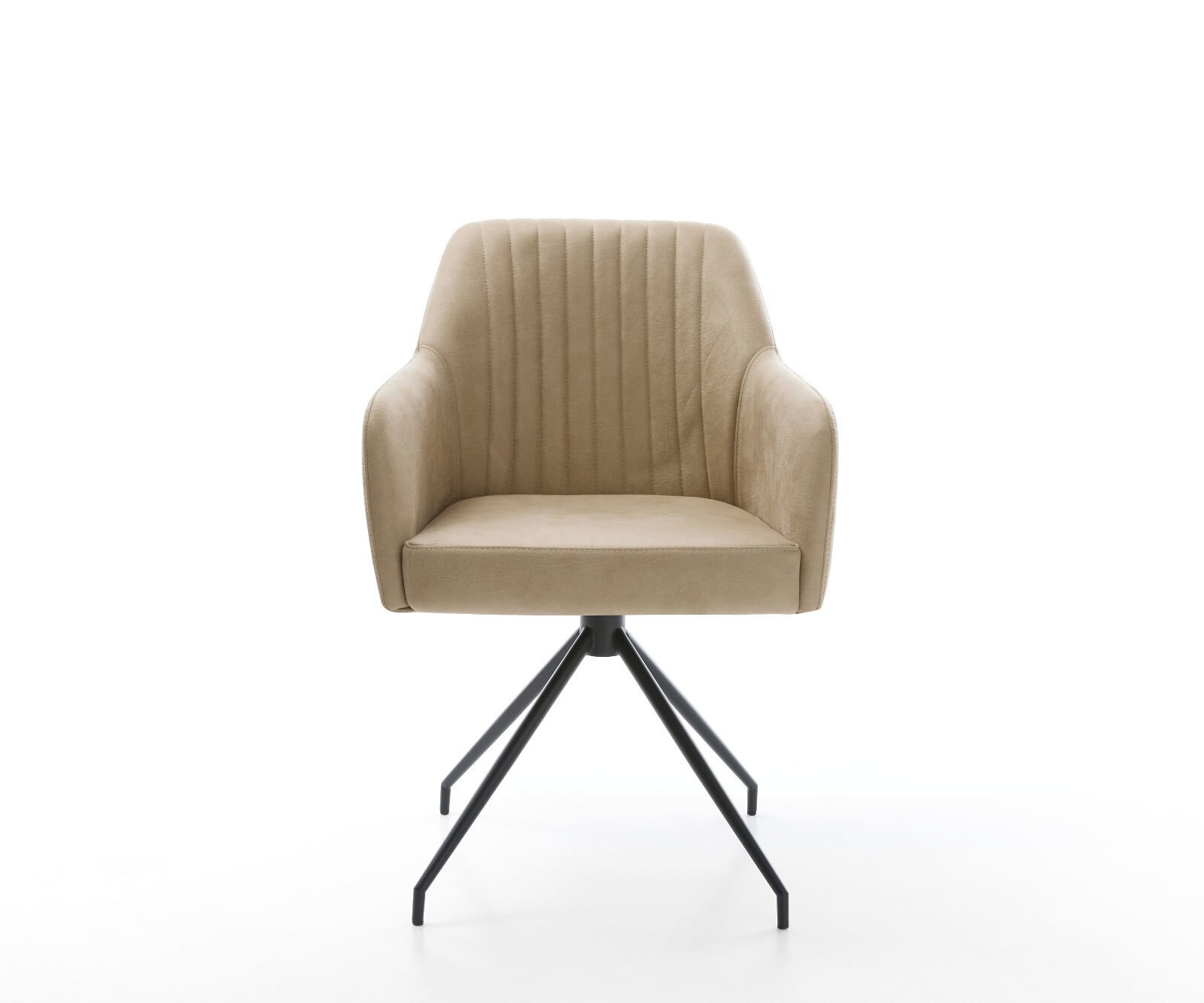 Chaise-de-salle-à-manger Greg-Flex microvelours beige vintage pied croisé conique noir ressorts ensachés 1