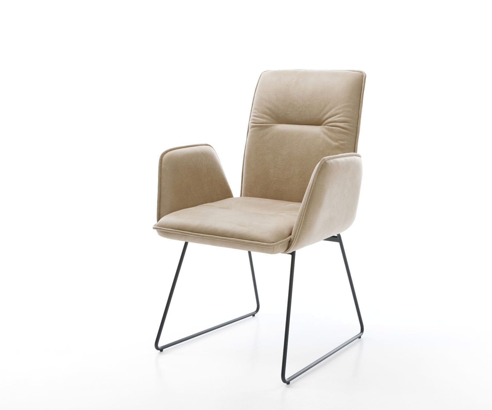 Chaise-de-salle-à-manger Vinja-Flex microvelours beige vintage pied trapèze noir