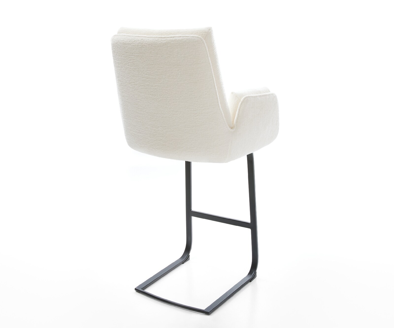Chaise-de-bar Clea-Flex Bouclé doux Beige Pied cantilever plat noir Noir 5