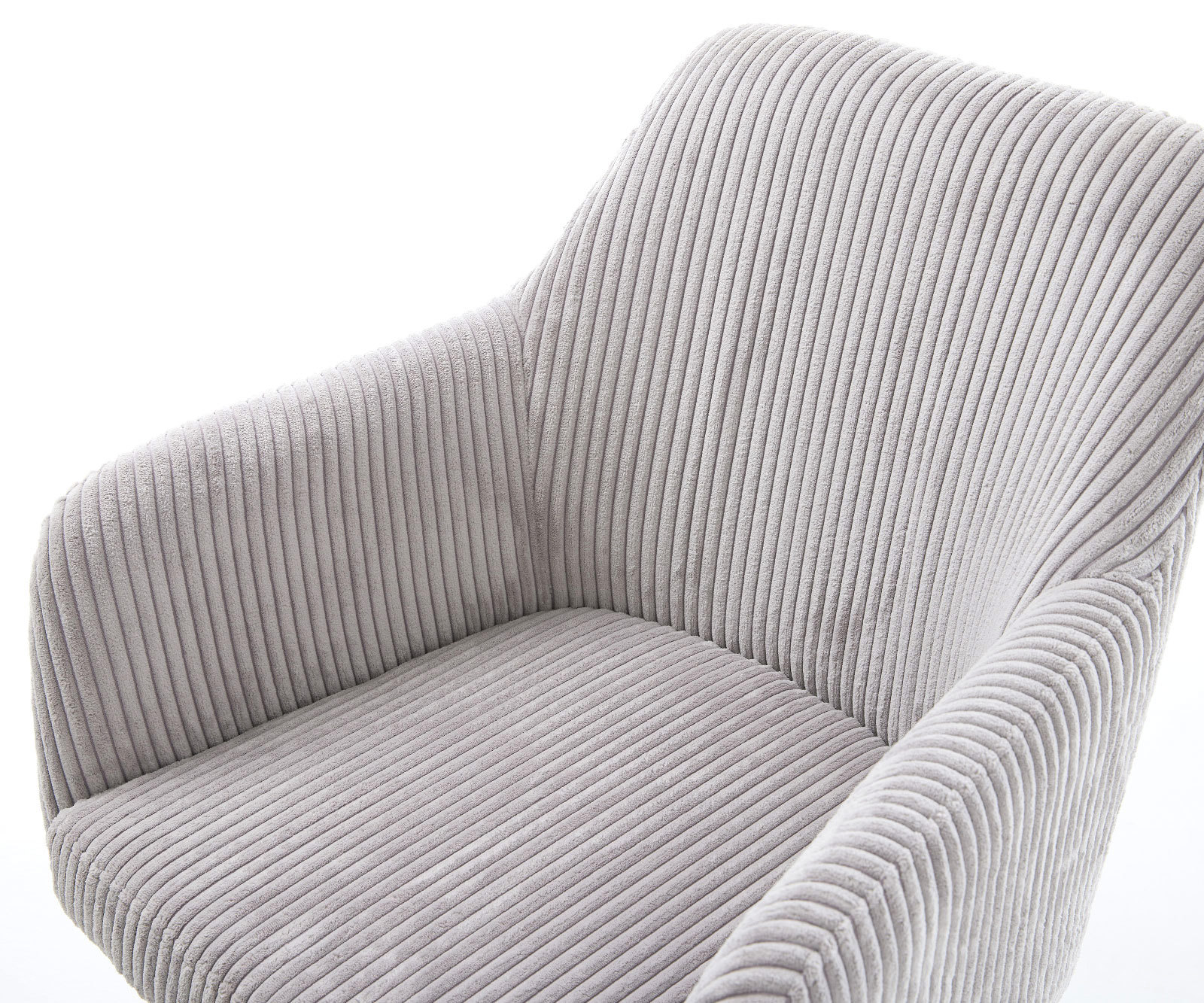 Chaise-de-salle-à-manger Greg-Flex côtelé gris argenté pied trapèze acier inoxydable brossé ressorts ensachés 3 Chaise-de-salle-à-manger Greg-Flex côtelé gris argenté pied trapèze acier inoxydable brossé ressorts ensachés 3