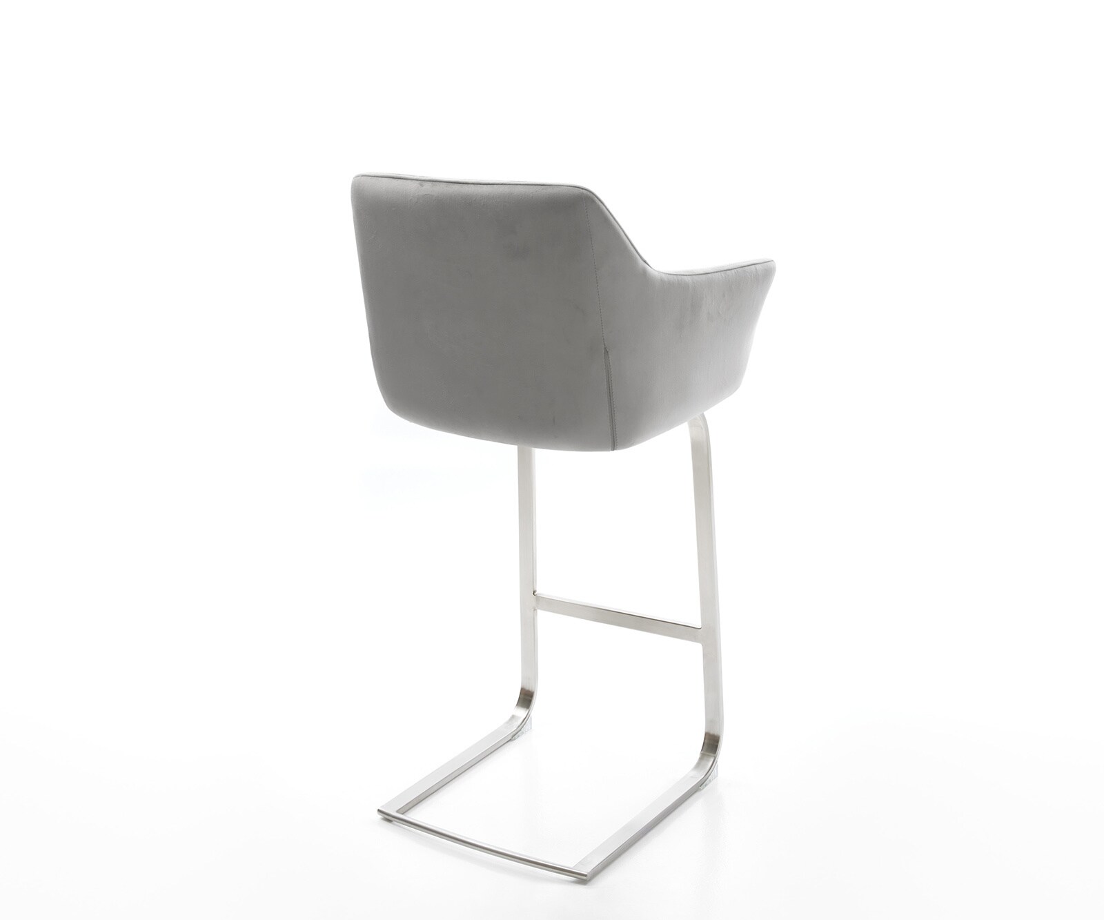 Chaise-de-bar Yulo-Flex velours gris chaise cantilever acier plat inoxydable 4