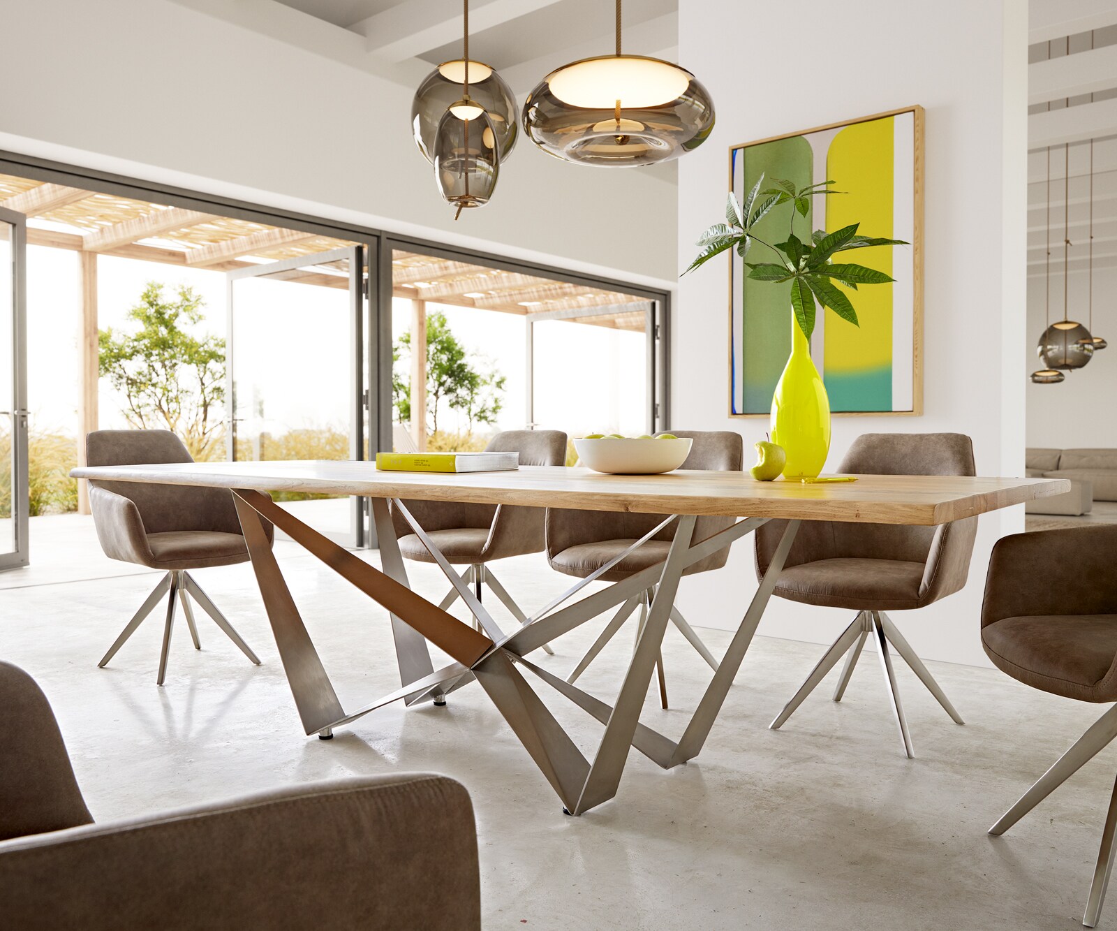 Table à manger Edge 260x100x2,5-3 chêne nature Spider acier plat acier inoxydable Live-Edge 3 Table à manger Edge 260x100x2,5-3 chêne nature Spider acier plat acier inoxydable Live-Edge 3