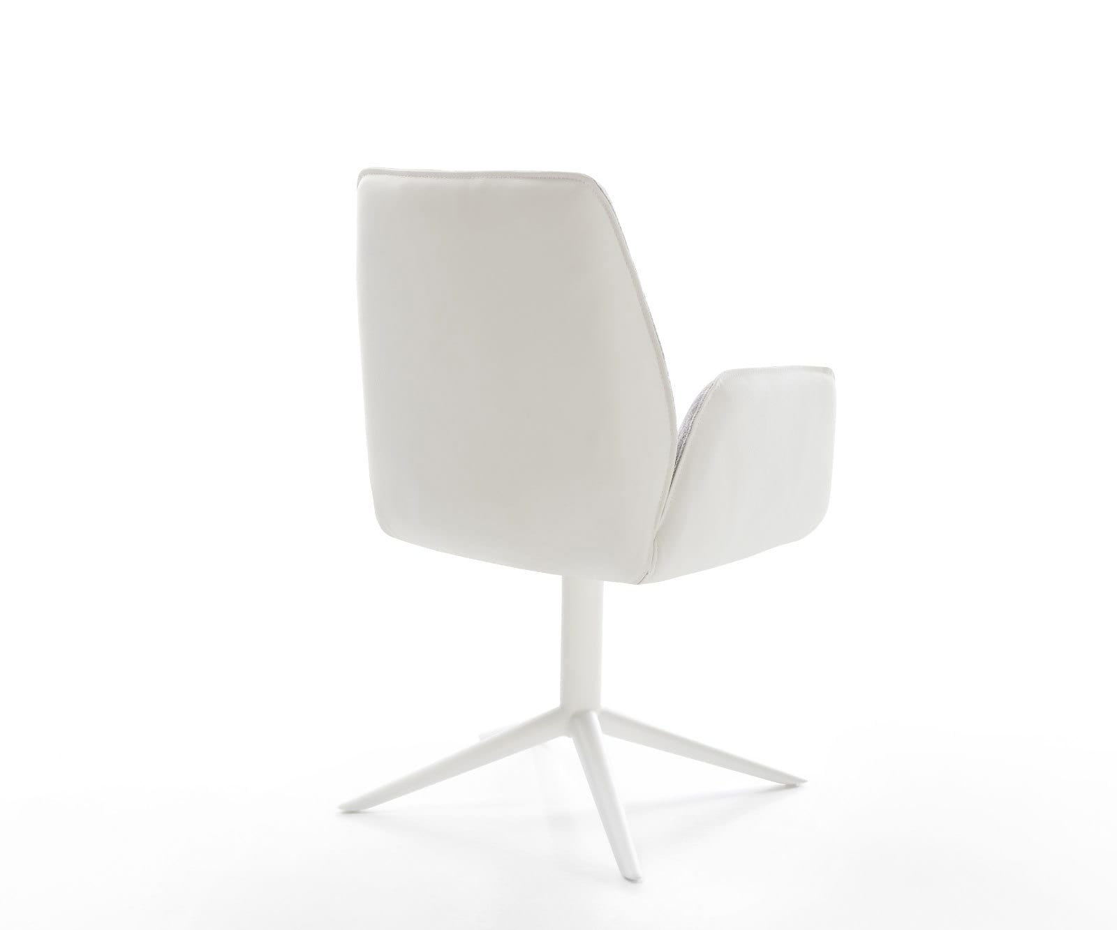Chaise-pivotante Zoa-Flex tissu mixte cuir de vache blanc-gris argenté pied de chaise 4 branches blanc pivotement sur 360° fonction bascule ressorts ensachés 4 Chaise-pivotante Zoa-Flex tissu mixte cuir de vache blanc-gris argenté pied de chaise 4 branches blanc pivotement sur 360° fonction bascule ressorts ensachés 4
