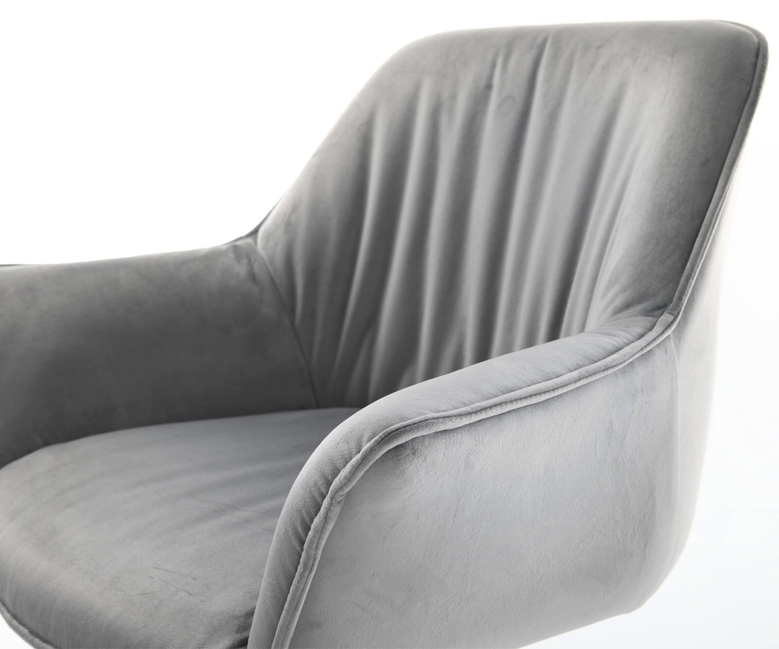 Chaise-de-salle-à-manger Keila-Flex avec accoudoirs velours gris pied trapèze acier inoxydable brossé 4 Chaise-de-salle-à-manger Keila-Flex avec accoudoirs velours gris pied trapèze acier inoxydable brossé 4