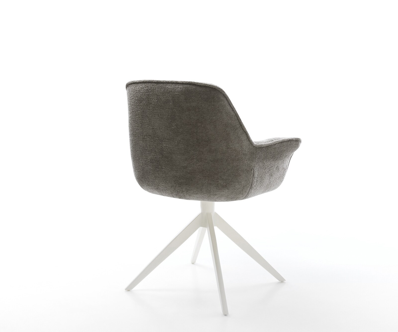 Chaise-pivotante Kaira-Flex bouclé doux couleur boue pied croisé large blanc pivotement sur 360° fonction bascule 4