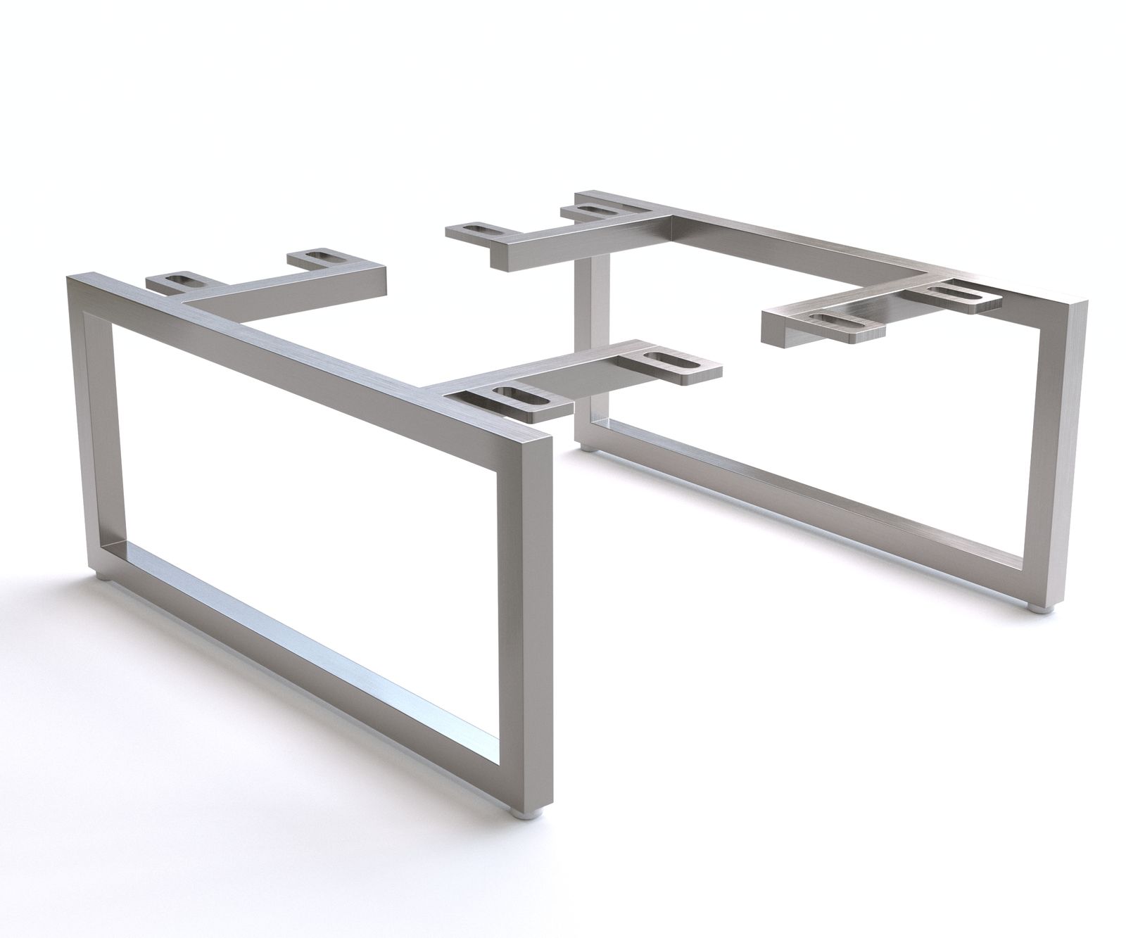 Pied-patin mince 15 cm inox brossé pour meubles à caisson de profondeur 35 cm (lot de 2)