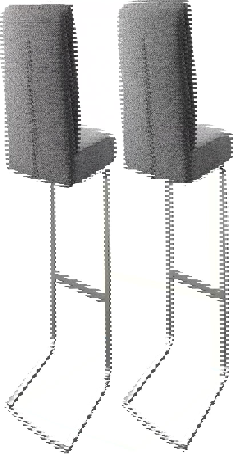 Chaise-de-bar Pela-Flex tissu texturé gris clair chaise cantilever acier plat inoxydable 4