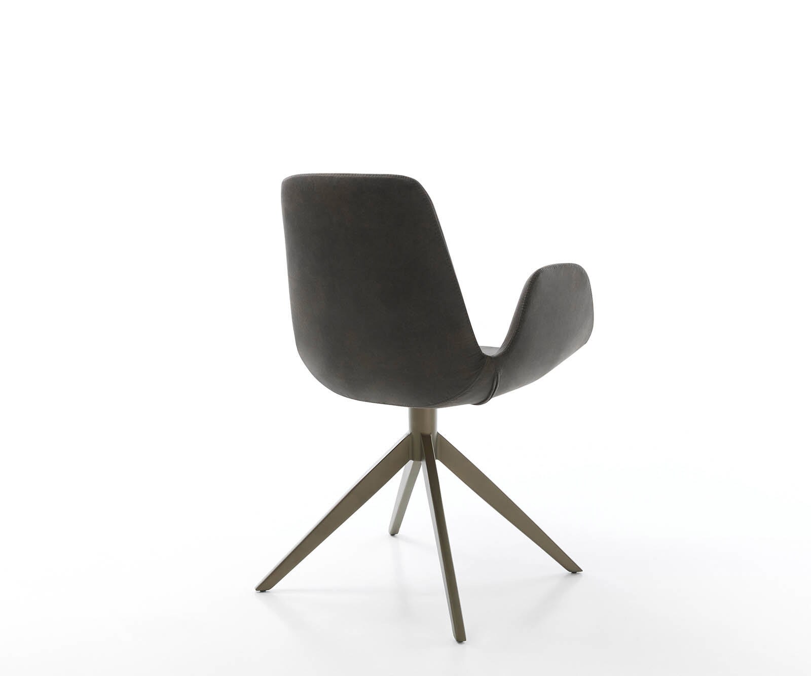 Chaise-pivotante Ilia-Flex avec accoudoirs microvelours anthracite vintage pied croisé large aspect titane pivotement sur 360° 4