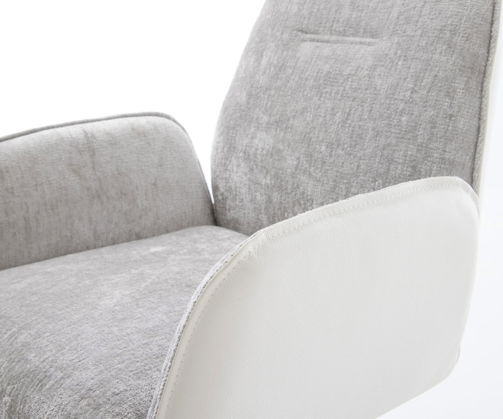 Chaise-pivotante Zoa-Flex tissu mixte cuir de vache blanc-gris argenté pied de chaise 4 branches blanc pivotement sur 360° fonction bascule ressorts ensachés 3 Chaise-pivotante Zoa-Flex tissu mixte cuir de vache blanc-gris argenté pied de chaise 4 branches blanc pivotement sur 360° fonction bascule ressorts ensachés 3