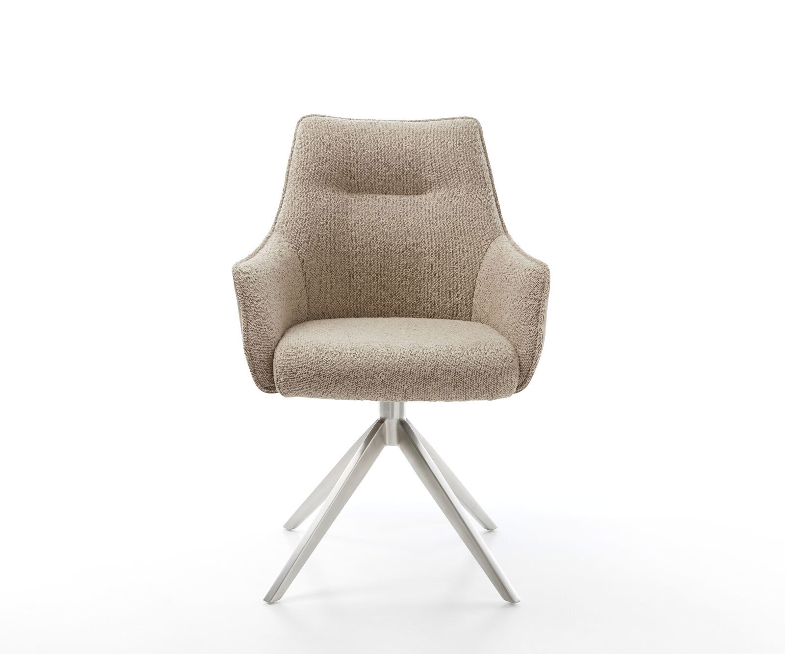Chaise-pivotante Alja-Flex microvelours boue pied croisé large acier inoxydable brossé pivotement sur 360° fonction bascule ressorts ensachés 1