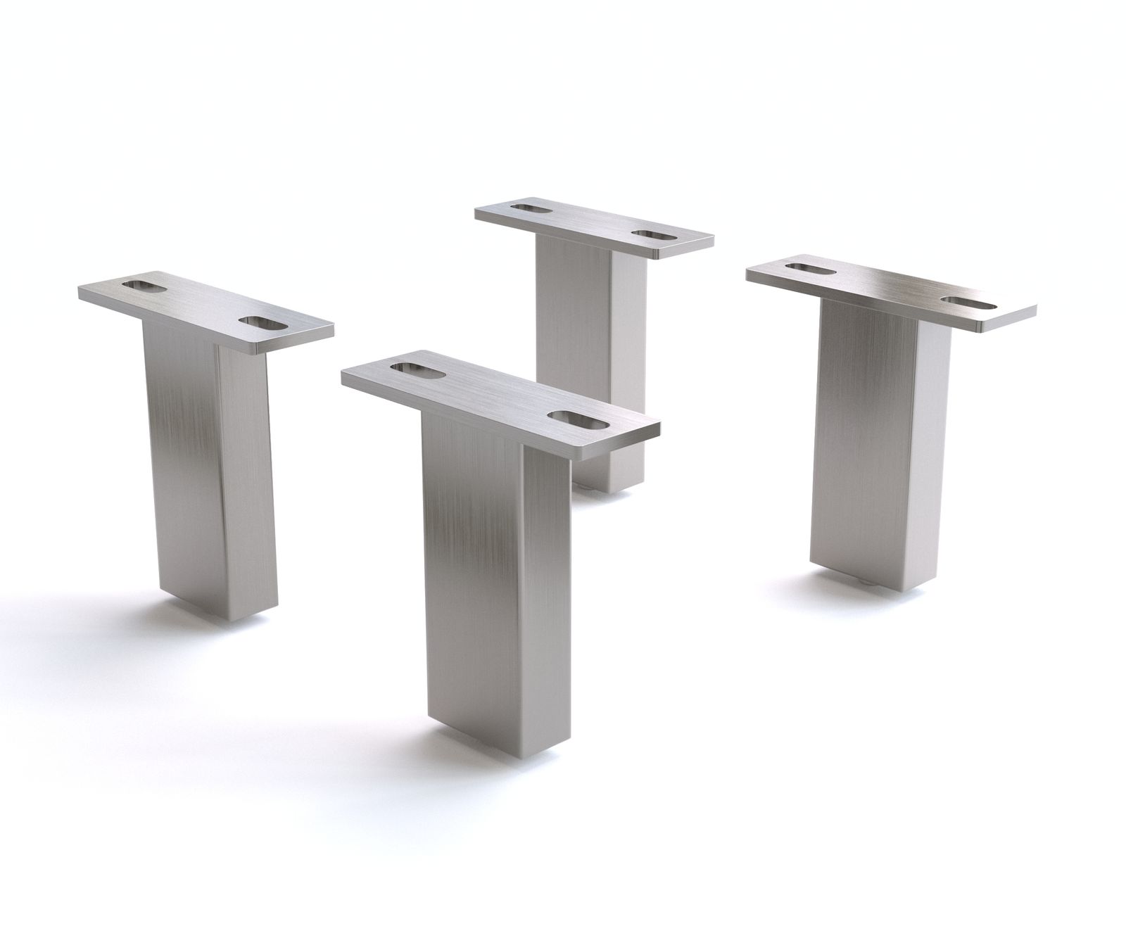 Pied-carré 12,5 cm inox brossé pour tous types de meubles (set de 4)