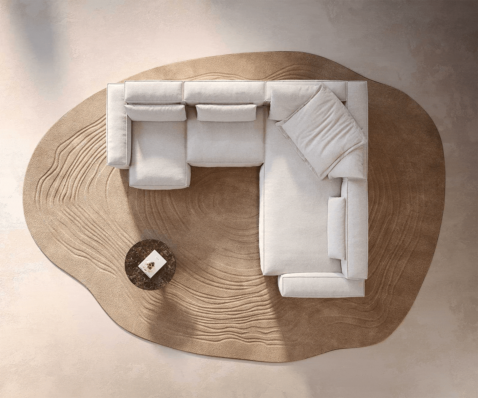 Canapé panoramique Freestyle Cozy 360x290 cm Bouclé beige doux 5