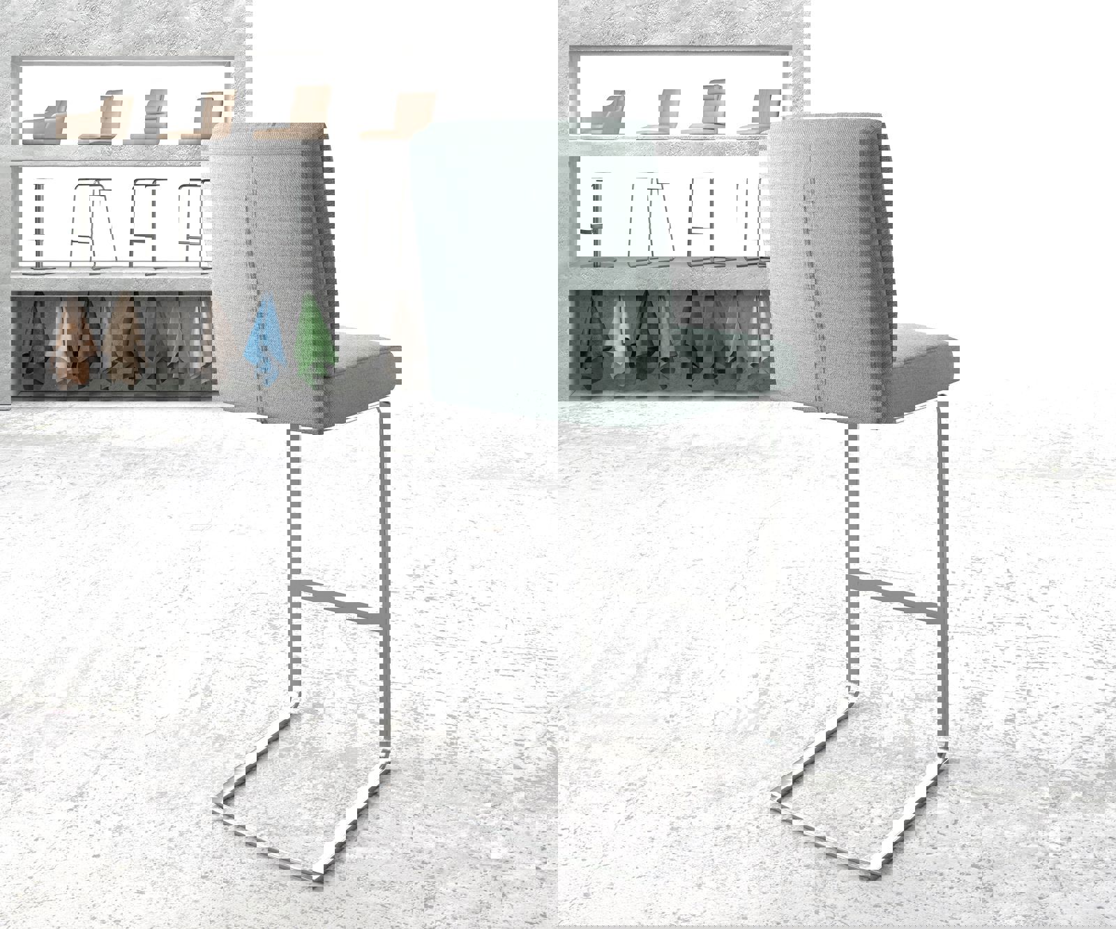 Chaise-de-bar Pela-Flex rayures menthe chaise cantilever acier plat inoxydable 2