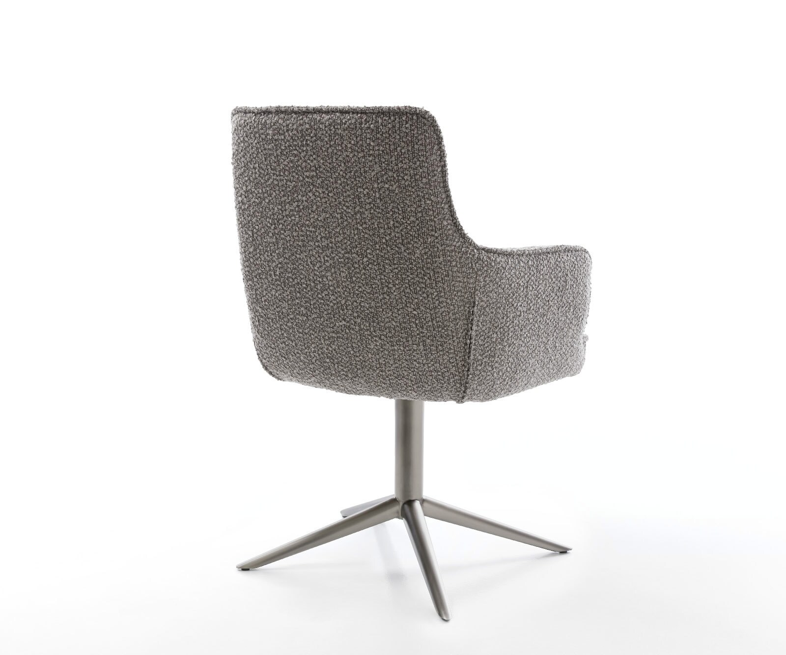 Chaise-pivotante Heira-Flex mit Armlehnen bouclé gris argenté pied de chaise 4 branches grafiete pivotement sur 360° fonction bascule ressorts ensachés 5