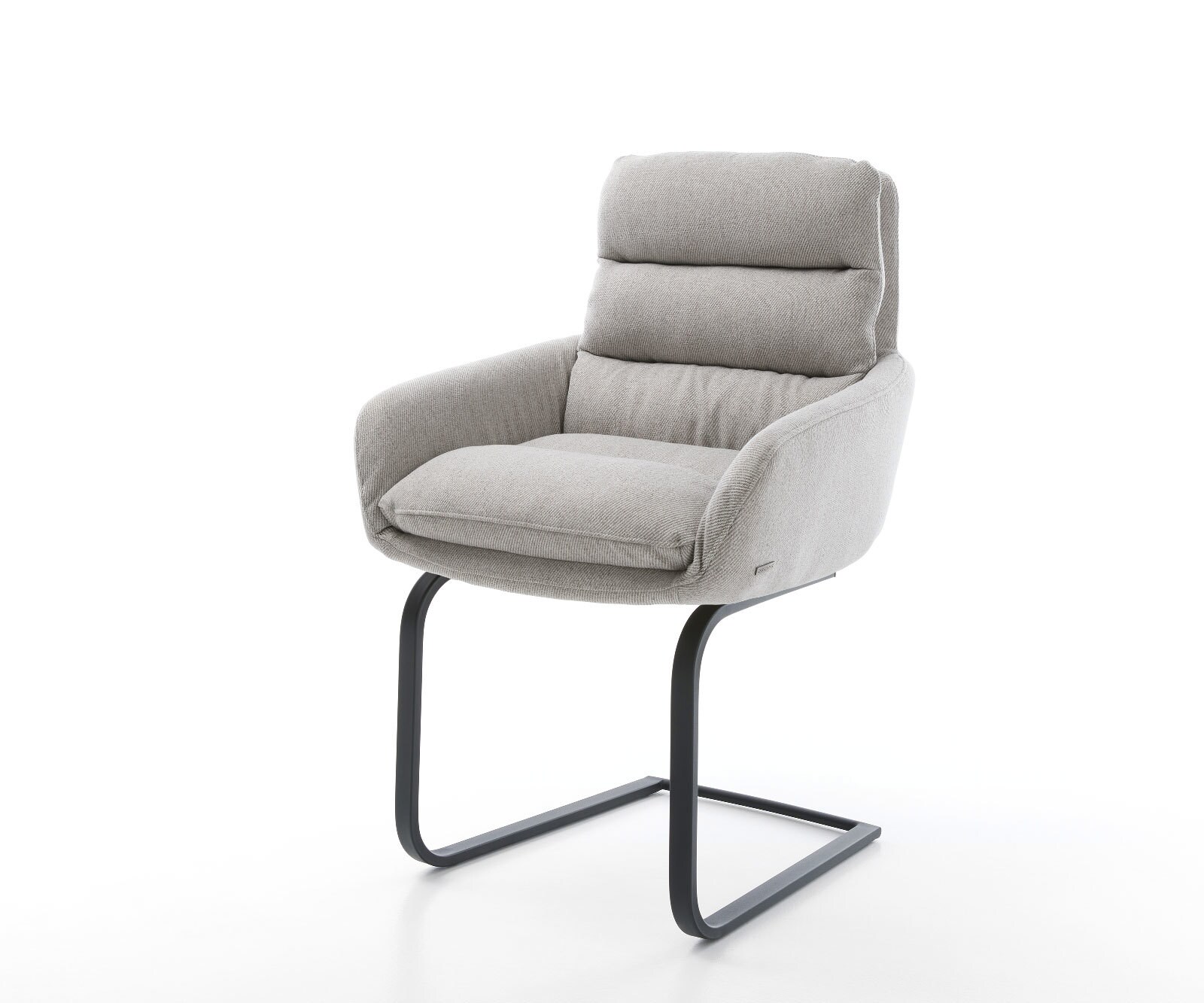 Cantilever Abelia-Flex avec accoudoirs rayures gris clair pied cantilever plat noir