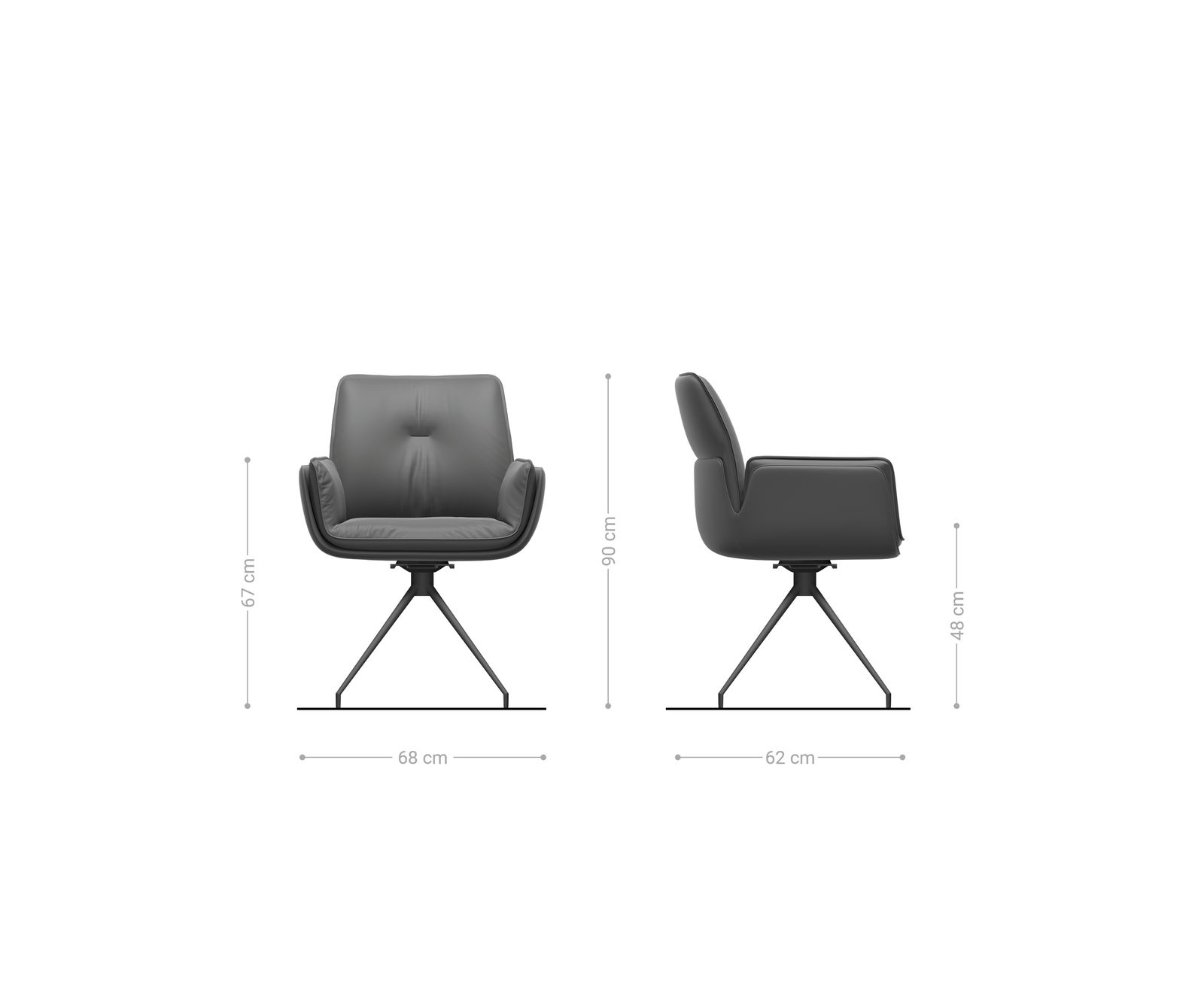 Chaise-de-salle-à-manger Nela-Flex tissu structuré doux gris pied croisé conique acier inoxydable 5