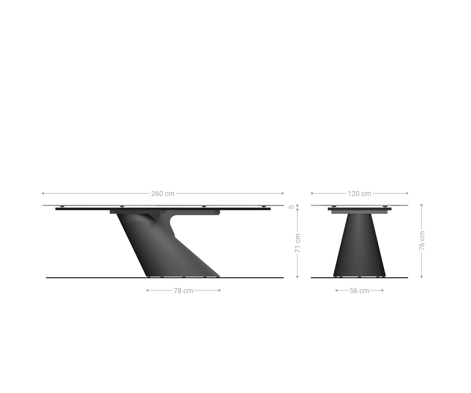 Table à manger Edge Boot 260x120 cm Céramique Onyx Champagne Cono Métal Noir 6