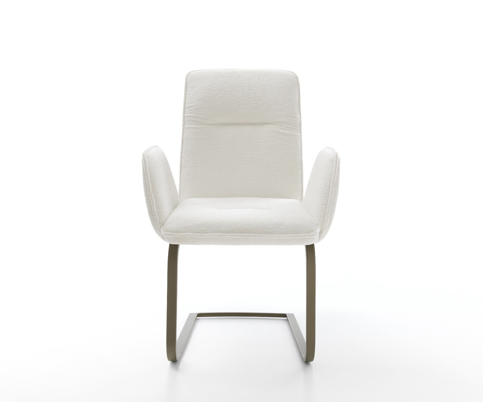 Cantilever Vinja-Flex bouclé doux beige pied cantilever plat aspect titane 2