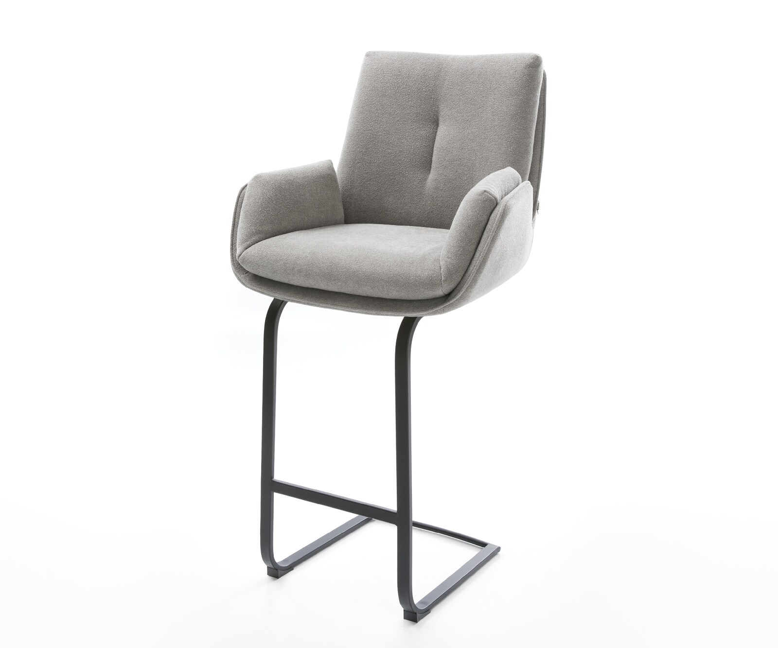 Chaise-de-bar Clea-Flex Structure en tissu Soft Gris Piètement métallique plat 1