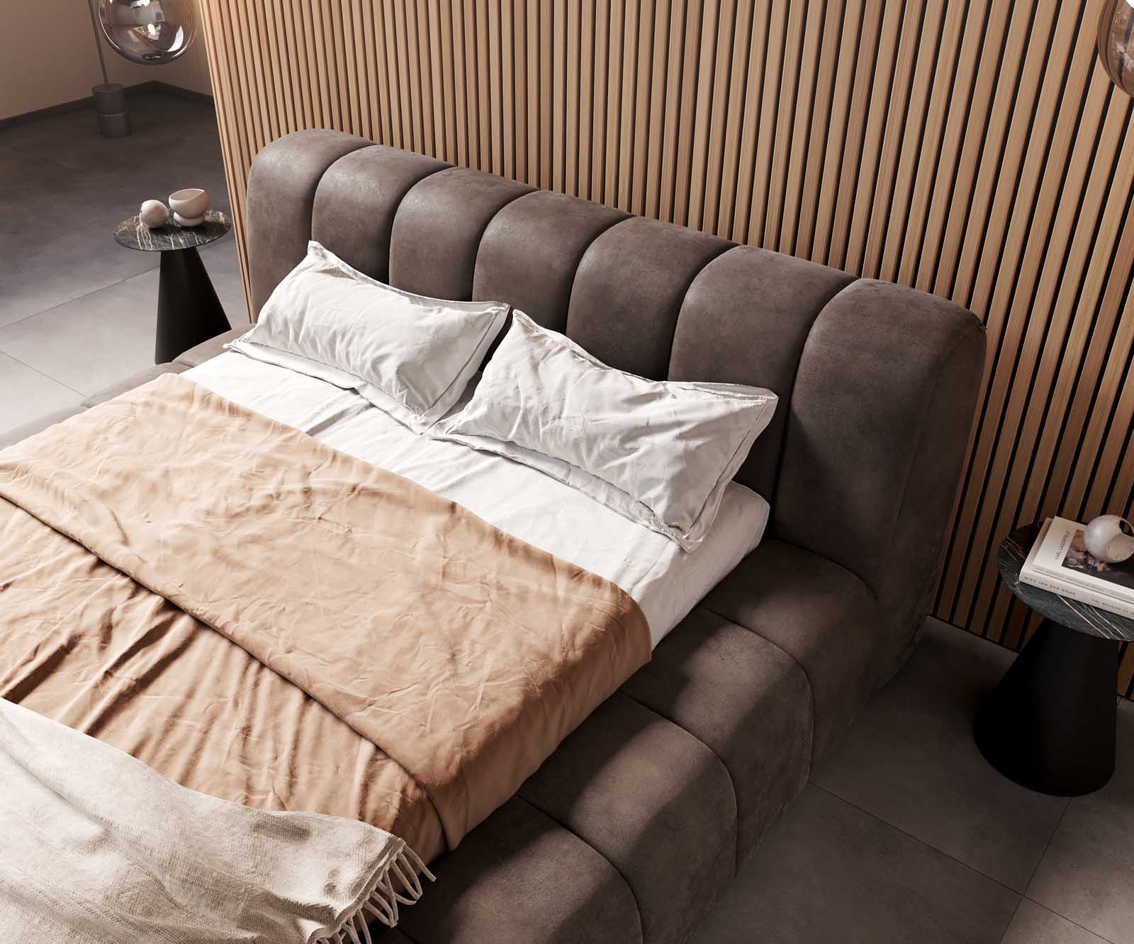 Sommier-rembourré Cutio 140x200 cm microfibre taupe vintage 4