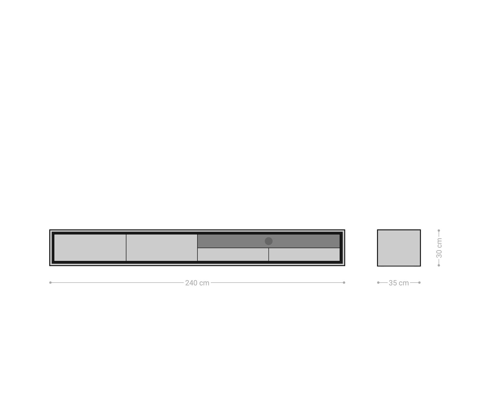 Meuble-TV Stonegrace 240 cm acacia marron placage pierre 2 portes 2 tiroirs 1 compartiment Suspendu 8