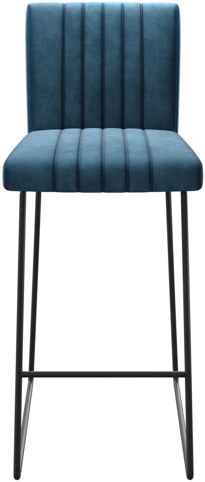Chaise-de-bar Luiga-Flex velours bleu cadre de patins métal 3 Chaise-de-bar Luiga-Flex velours bleu cadre de patins métal 3