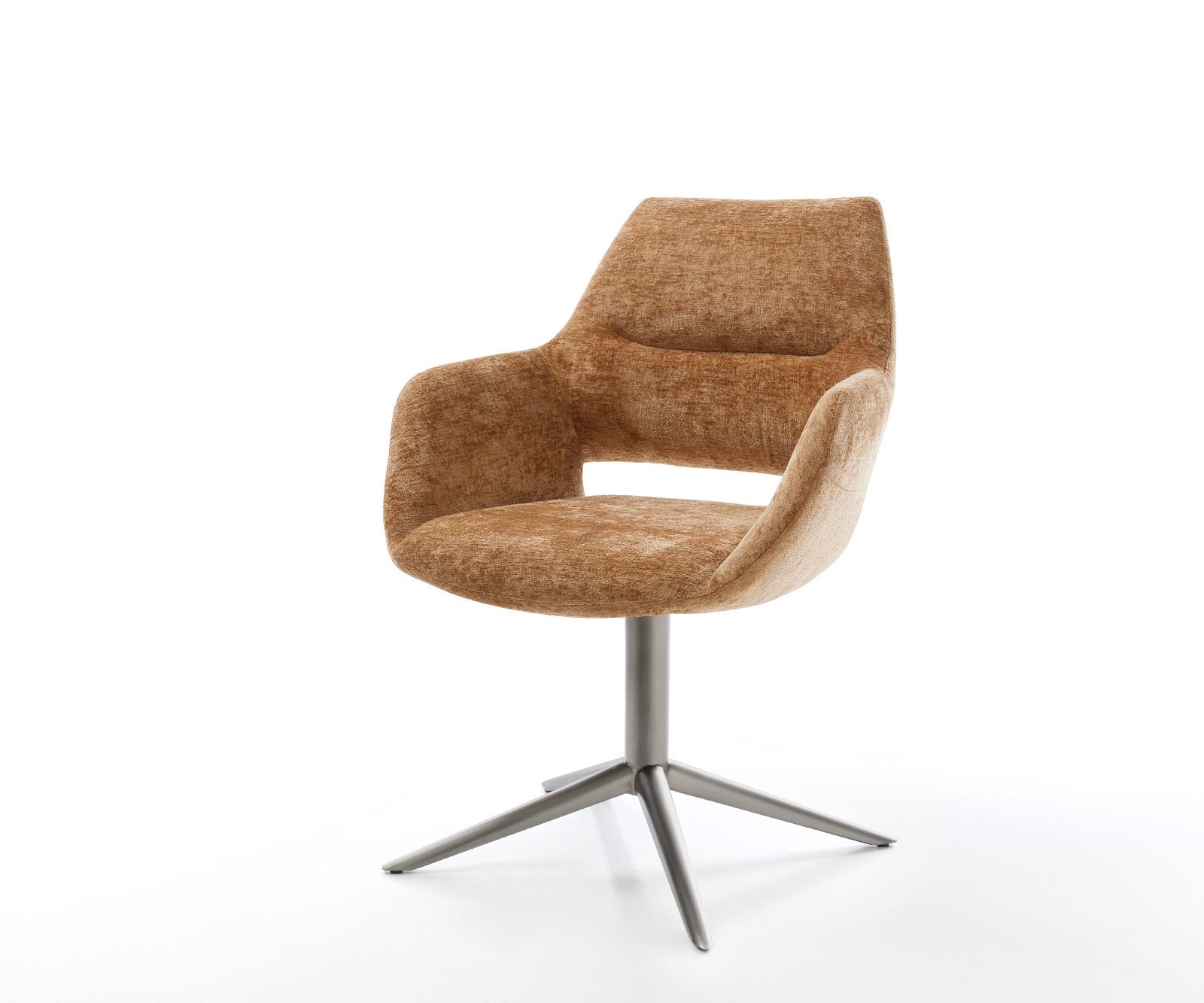 Chaise-pivotante Yago-Flex mit Armlehnen chenille rouille pied de chaise 4 branches grafiete pivotement sur 360° fonction bascule ressorts ensachés 1