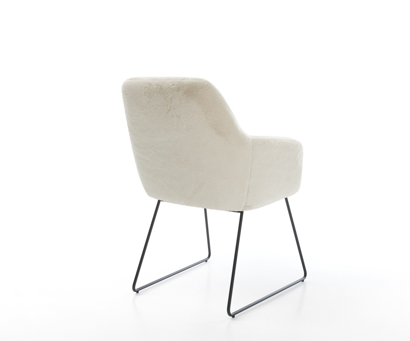 Chaise-de-salle-à-manger Pejo-Flex peluche crème-blanc pied trapèze noir resorts ensachés 4
