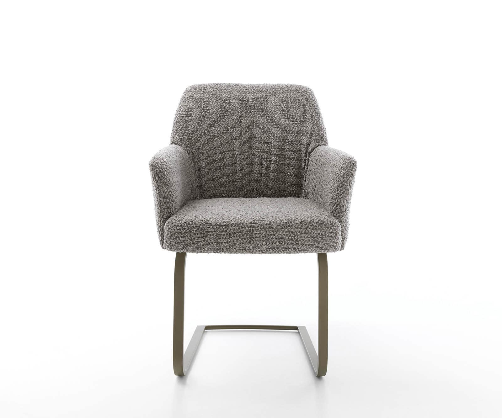 Cantilever Xana-Flex avec accoudoirs bouclé gris argenté pied cantilever plat aspect titane ressorts ensachés 1 Cantilever Xana-Flex avec accoudoirs bouclé gris argenté pied cantilever plat aspect titane ressorts ensachés 1