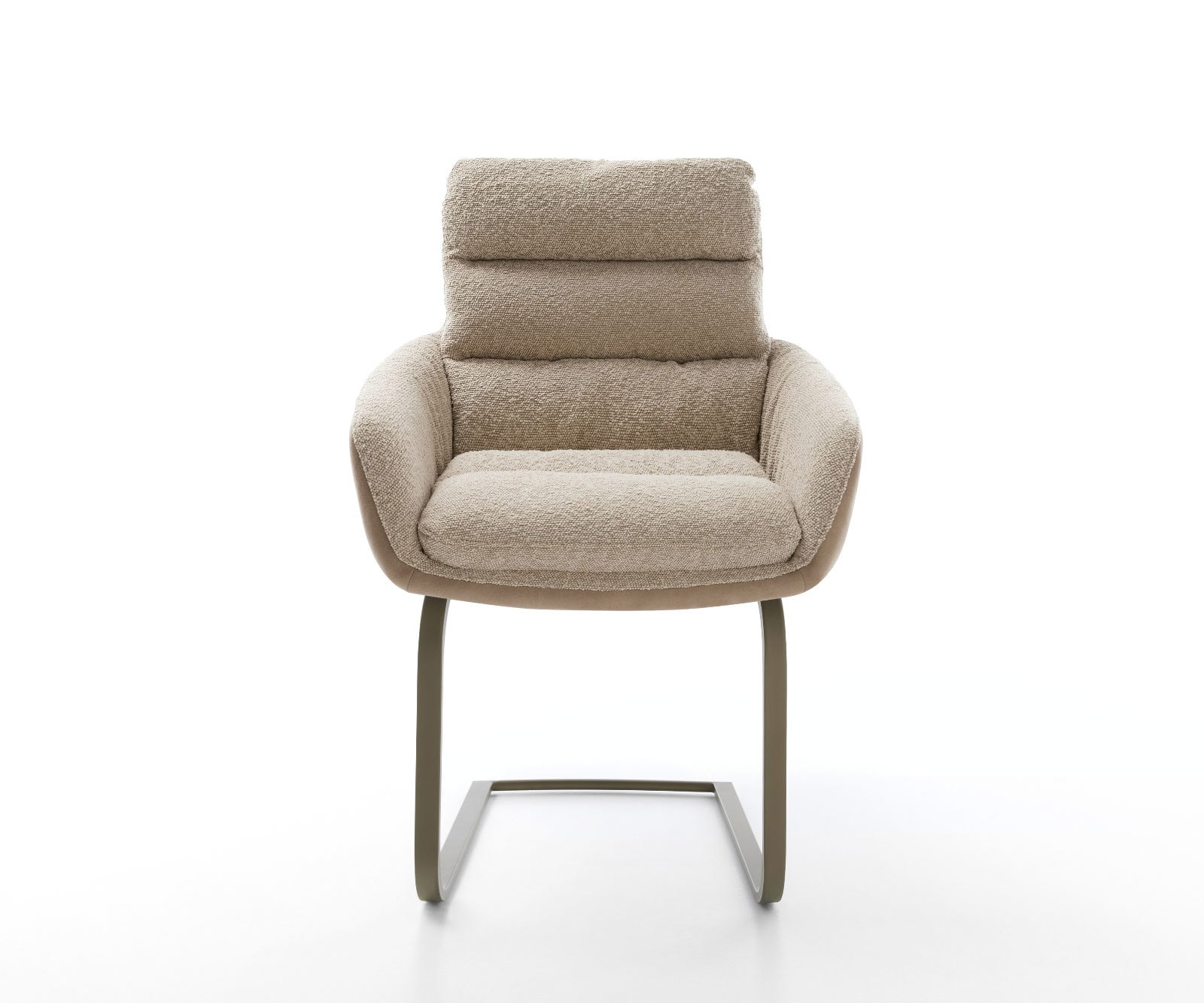 Cantilever Abelia-Flex avec accoudoirs tissu mixte couleur boue pied cantilever plat aspect titane 1 Cantilever Abelia-Flex avec accoudoirs tissu mixte couleur boue pied cantilever plat aspect titane 1