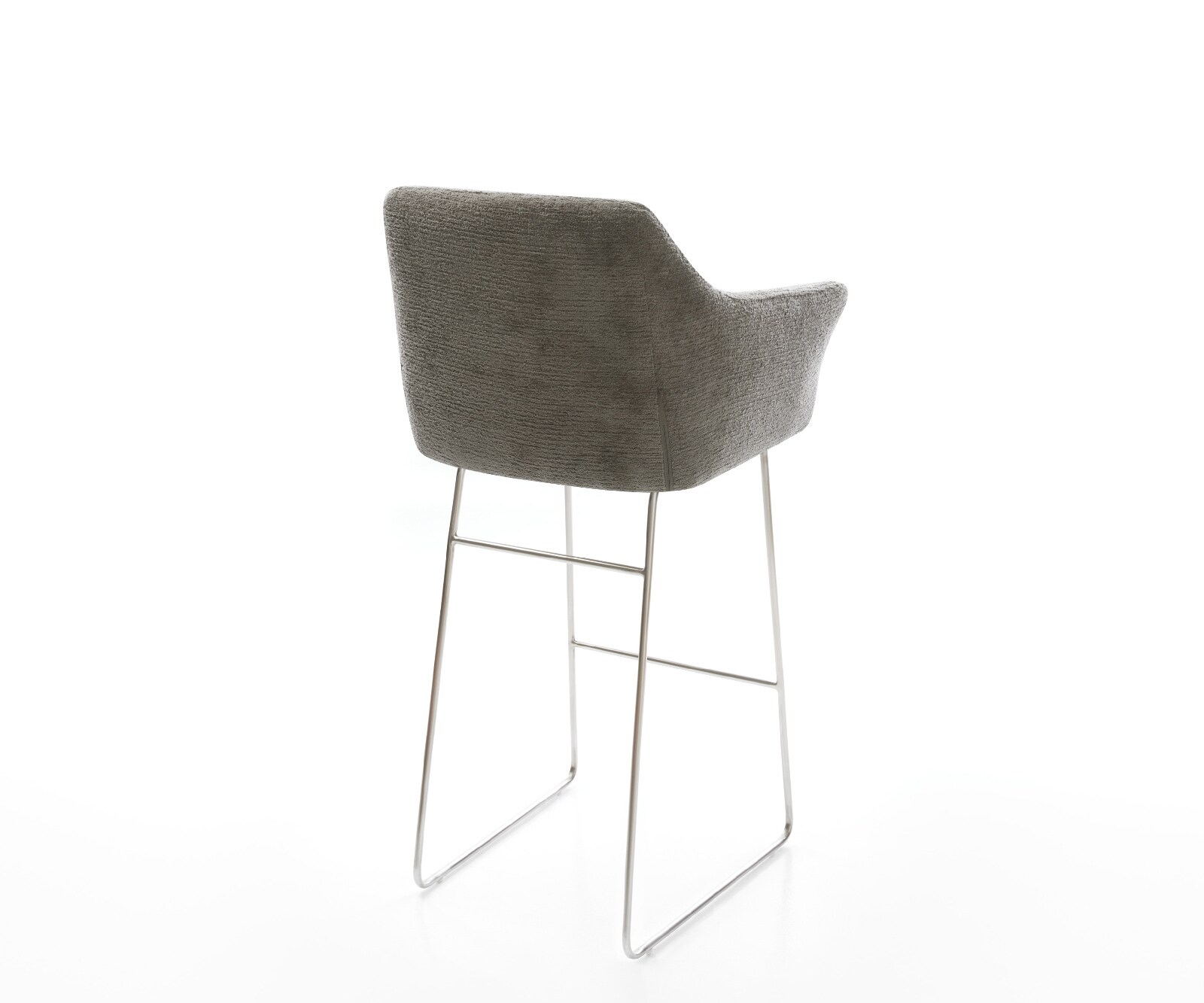 Chaise-de-bar Yulo-Flex Bouclé doux Boue Pied trapèze acier inoxydable Argent 4
