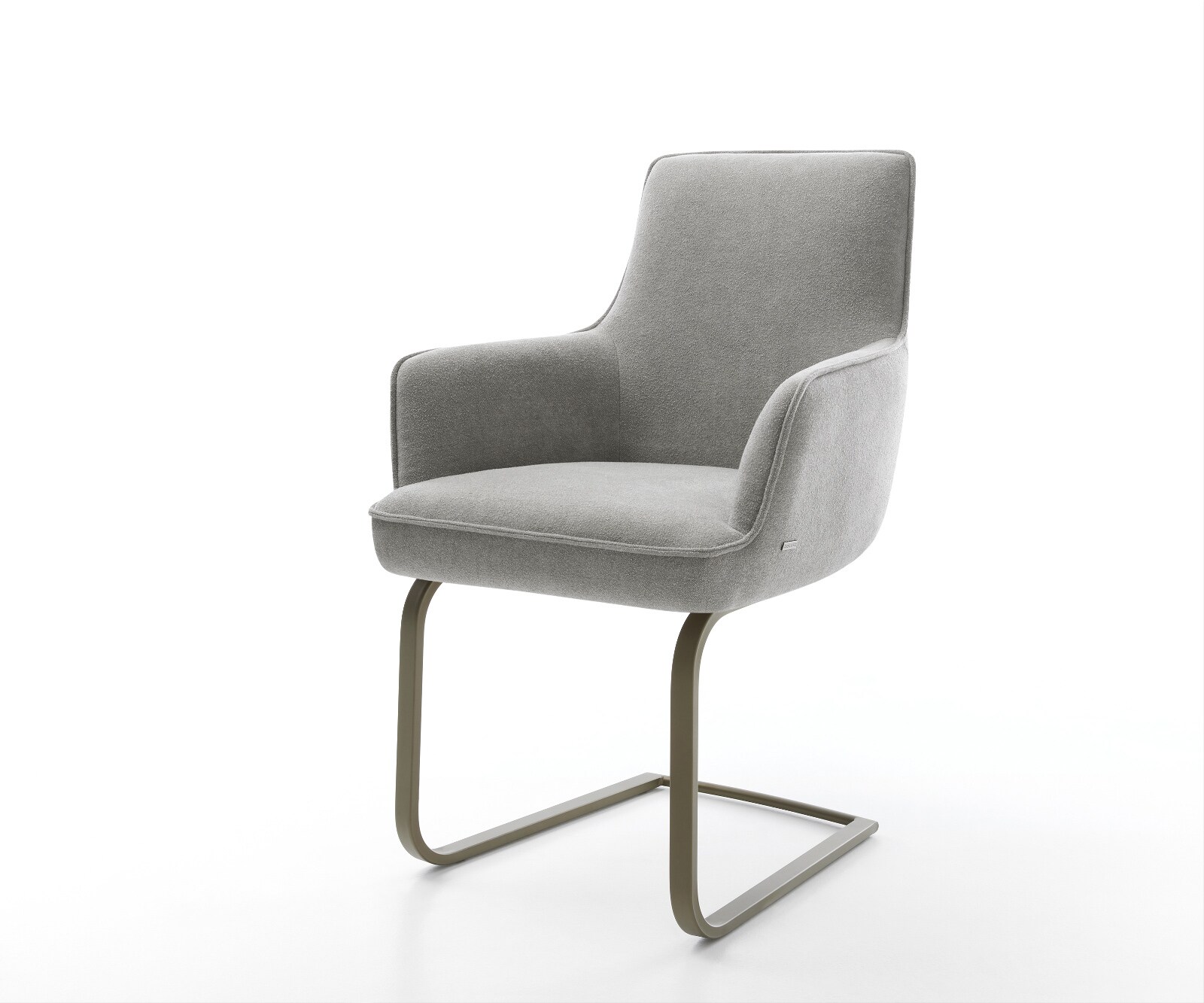 Cantilever Heira-Flex avec accoudoirs tissu structuré doux gris pied cantilever plat aspect titane resorts ensachés 1