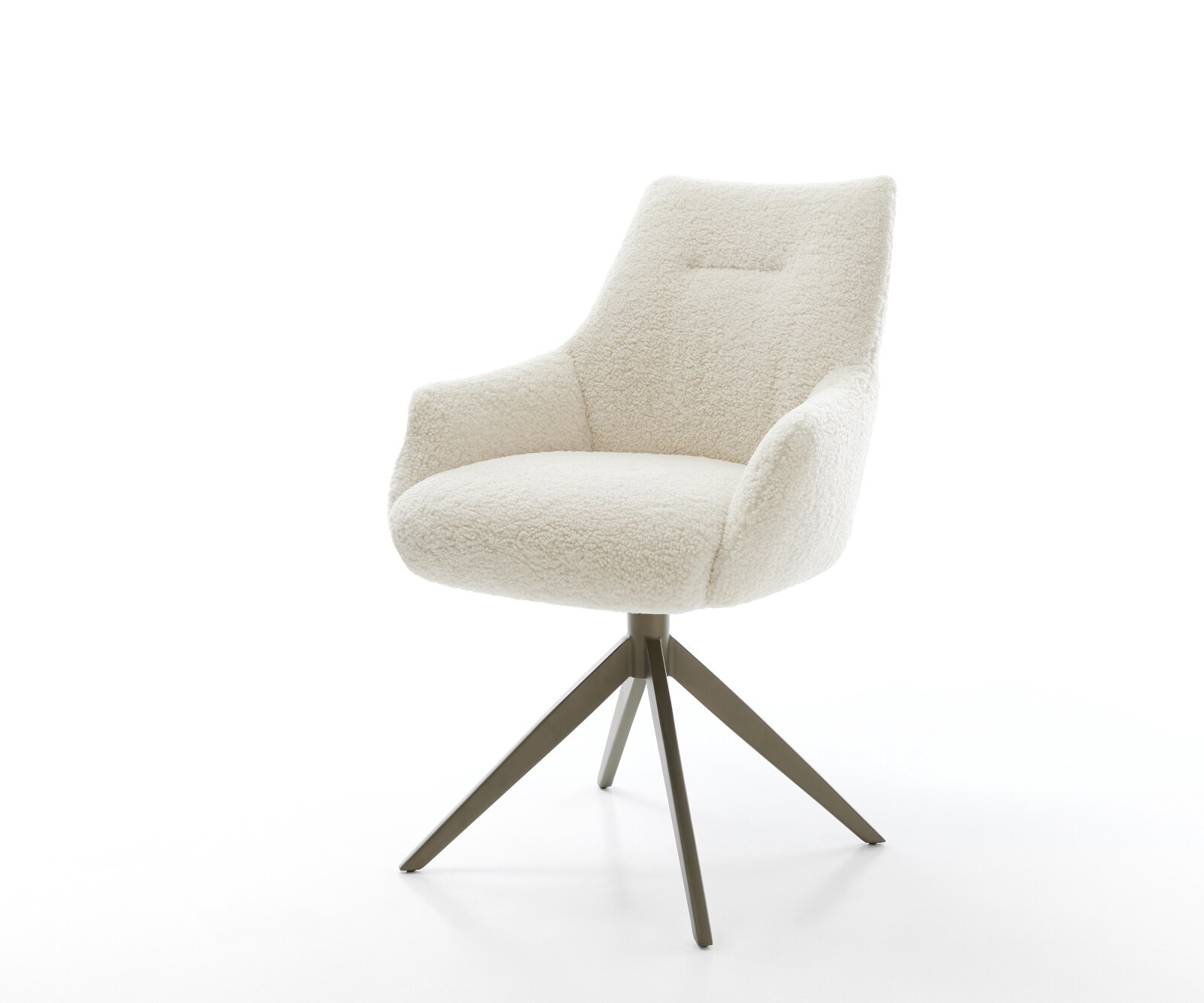 Chaise-pivotante Alja-Flex avec accoudoirs tissu teddy beige pied croisé large aspect titane pivotement sur 360° fonction bascule resorts ensachés 1