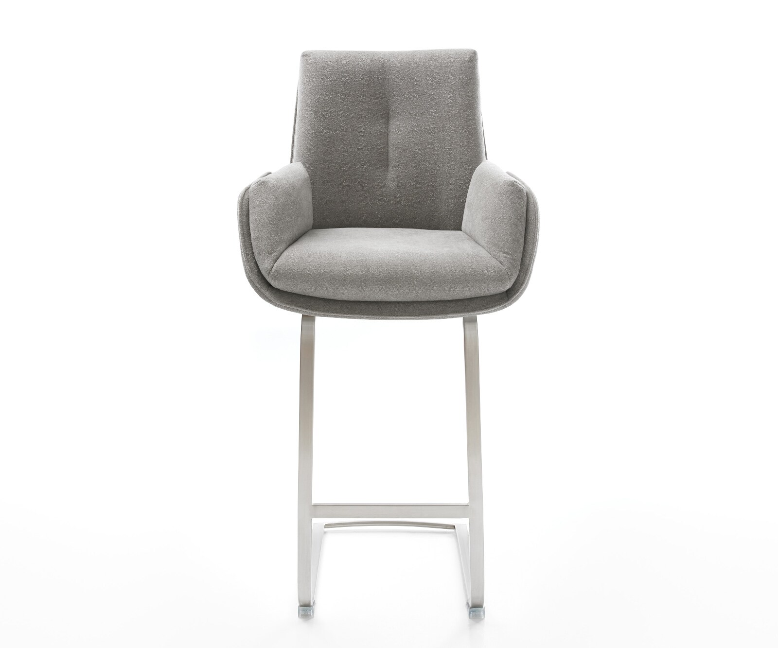 Chaise-de-bar Clea-Flex Structure en tissu Soft Grey Piètement luge Plat Acier inoxydable 2