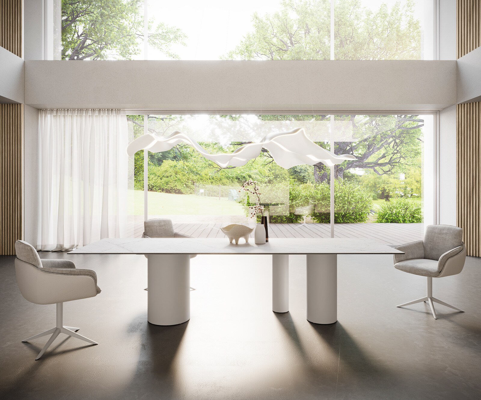 Table à manger Edge 300x100 Céramique Laminam®Statuarietto Blanc Troa Métal Blanc 4