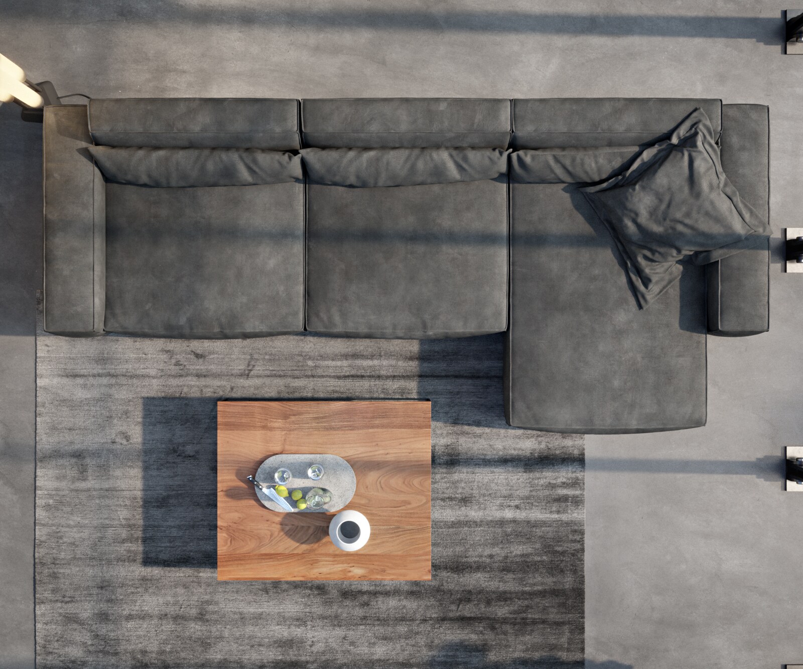 Canapé d'angle Sirpio XL 370x170 cm Cuir synthétique Vintage Anthracite 5