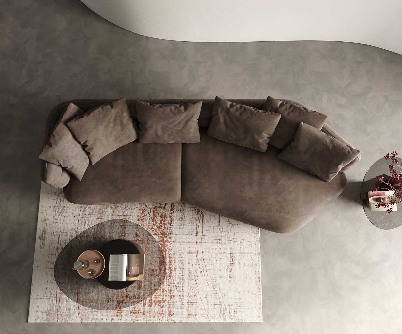 Canapé Roya 320x140 cm microfibre taupe vintage 3 Canapé Roya 320x140 cm microfibre taupe vintage 3